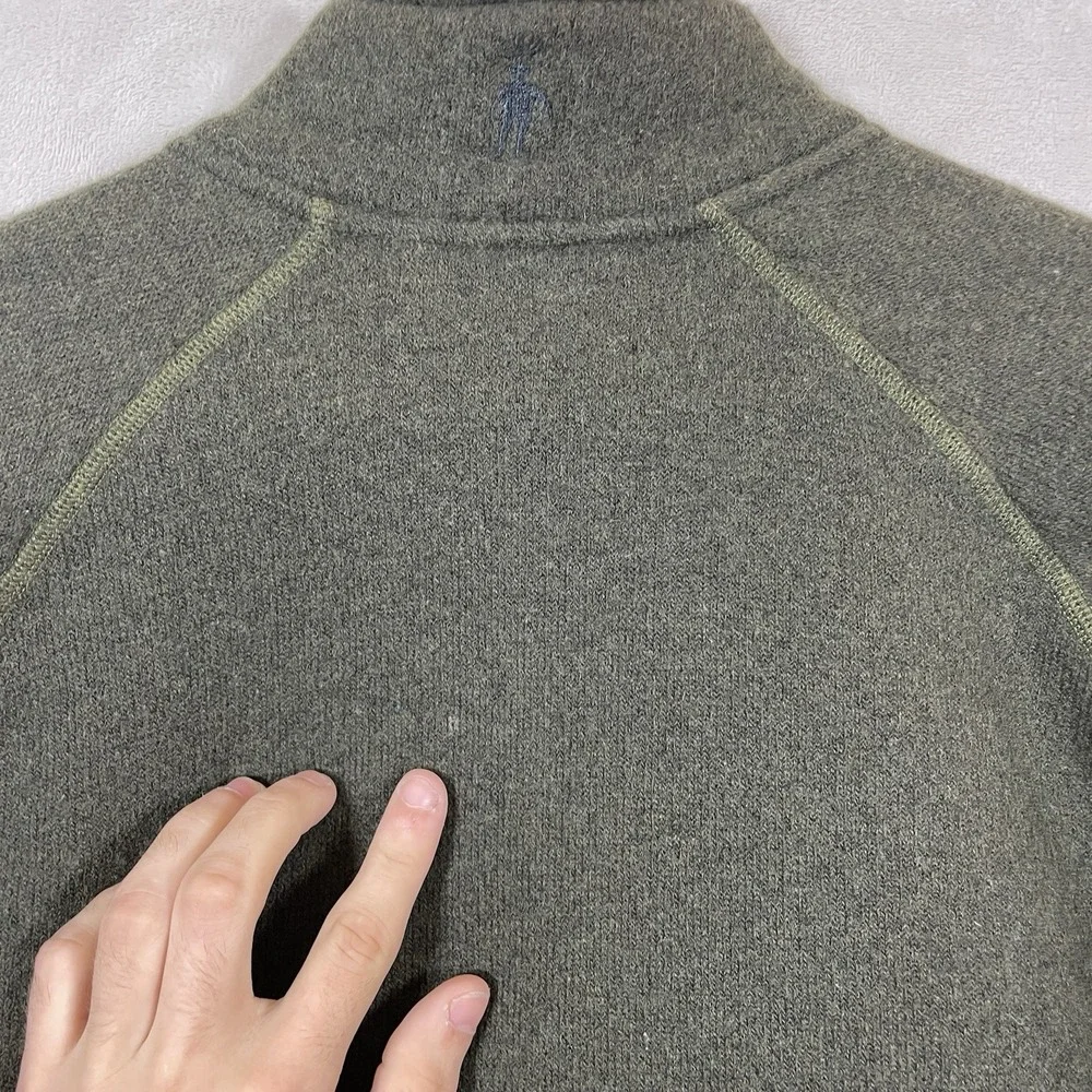 Smartwool Echo Lake Half Zip Sweater Mens M/L Wool Blend Fleece Olive Green